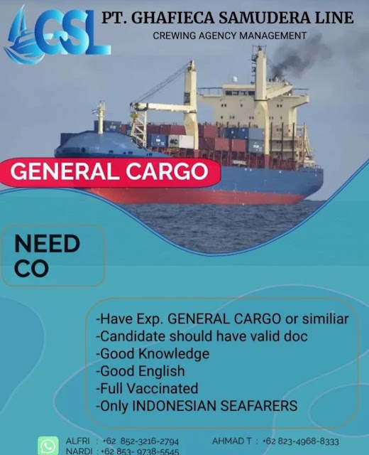 Lowongan Chief Officer General Cargo Terbaru Bulan Maret 2024