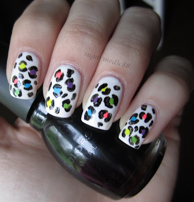 80s Neon Bright Leopard Print Nails