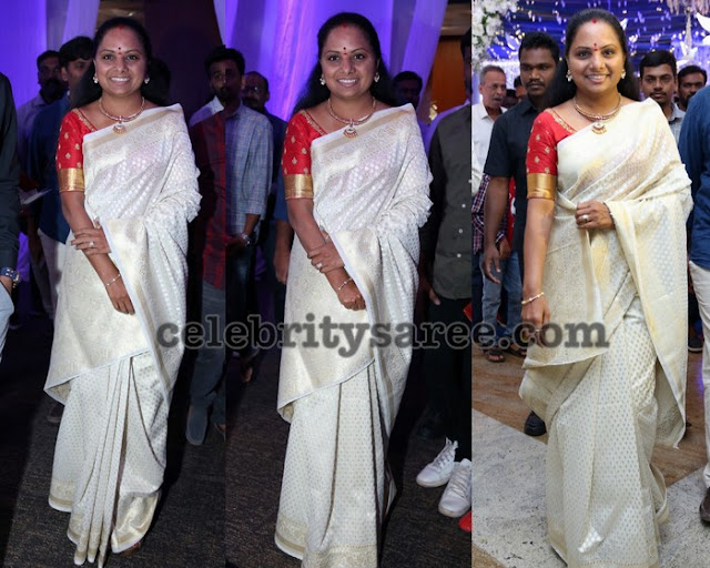 Kavitha Kalvakuntla Off White Benaras Saree