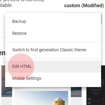 click on edit HTML