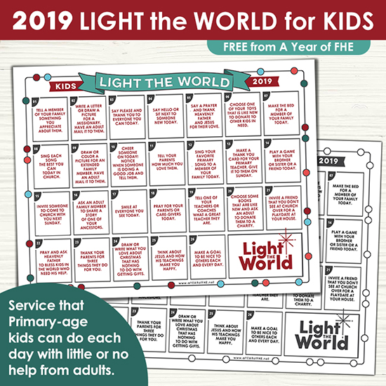light the world calendar 2021 A Year Of Fhe Light The World 2019 Children S Service Calendar Great For Families Kids Primary light the world calendar 2021