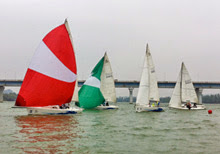 J/80s sailing on river in China- sailing school development program