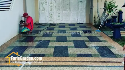 Jasa Tukang Batu Sikat Carport Sukoharjo | Jasa Pembuatan Lantai Carport Batu Sikat di Sukoharjo