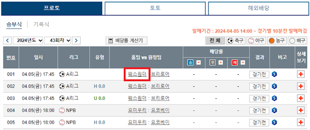 와이즈토토 분석 팀 선택