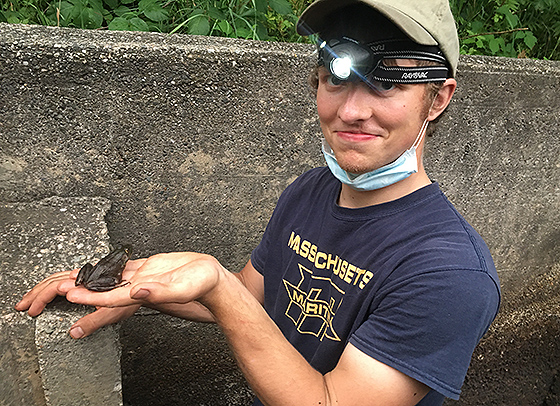 Jack Gerrior helping to clean the fish ladder at Wareham Street, Middleboro