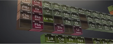 Radioactive and Periodic Table of Chemistry. Elements are arranged according to their atomic number in the periods.