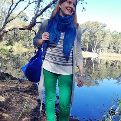 bush trail walking outfit green skinny jens cardigan skull scarf nylon backpack baby bag | awayfromblue Instagram