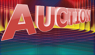 Auction 3d text Abstract Background Red Blue Yellow