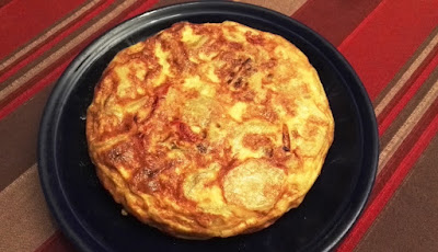 Spanish omelette with sausage and red peppers