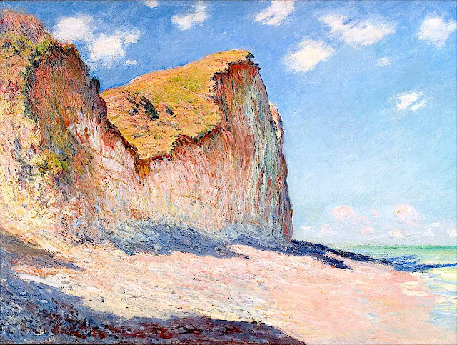 a Claude Monet painting of sea cliffs