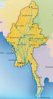 Myanmar Burma domestic airline routes