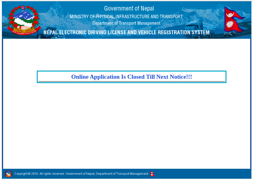 Online Driving License Registration Form in Nepal