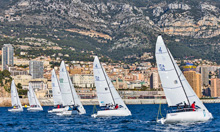 J70s sailing off start line at Primo Cup Monaco