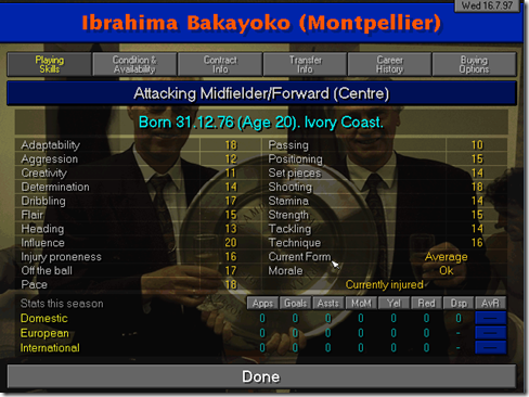 Ibrahima Bakayoko in CM 97/98