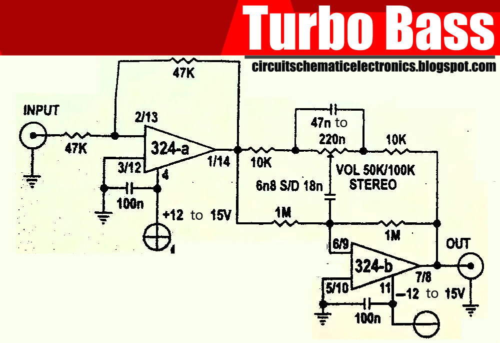    Tone Control Using Lm324 Circuit - Turbo Bass With Ic Lm324 Electronic Circuit - Tone Control Using Lm324 Circuit