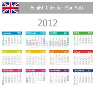 Happy new year calendar 2012 English calendar 2012