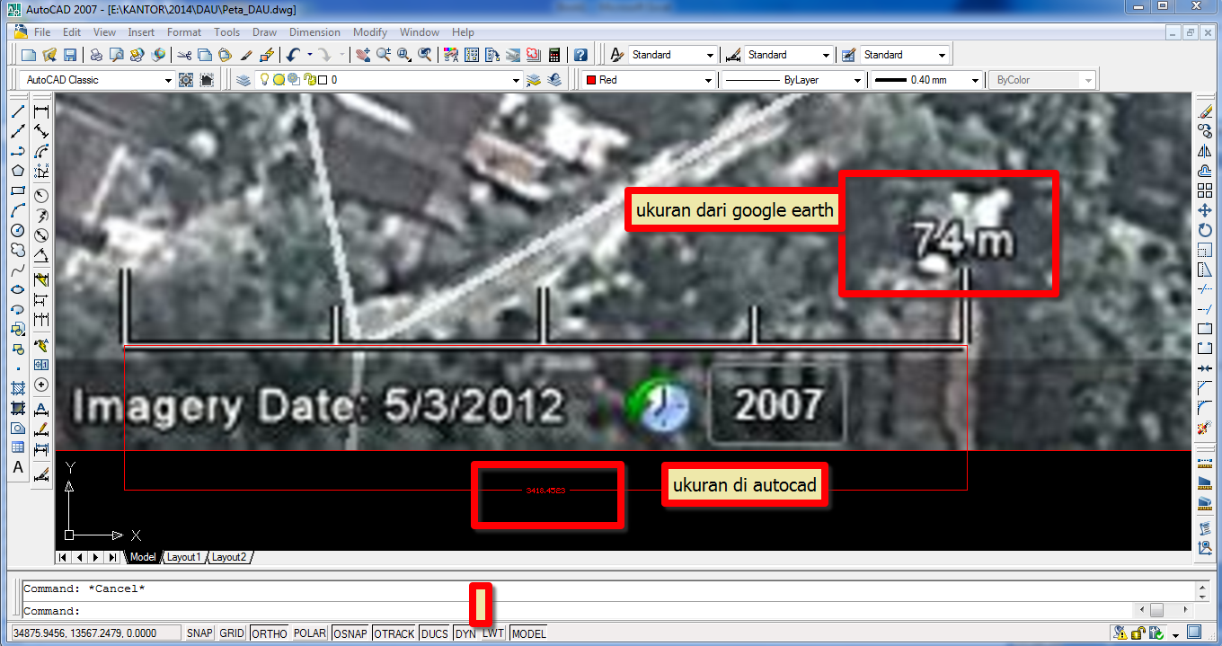 Cara Menghitung Jarak atau Panjang Jalan Menggunakan Auto CAD