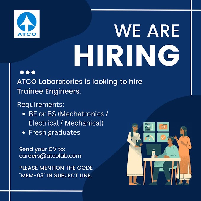 Trainee Engineers at ATCO for Engineering in Mechanical/Electrical/Mechatronics