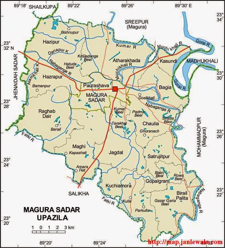 magura sadar upazila map of bangladesh