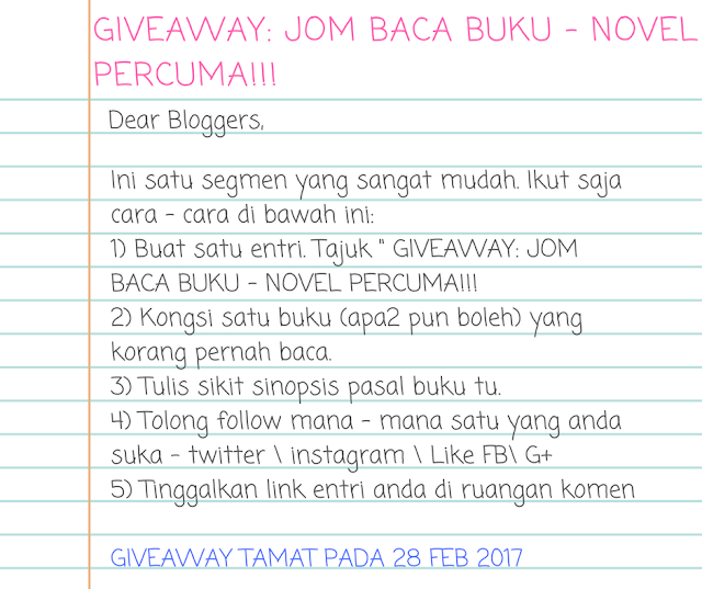 GIVEAWAY: JOM BACA BUKU - NOVEL PERCUMA!!!