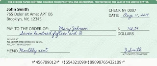 format of a check