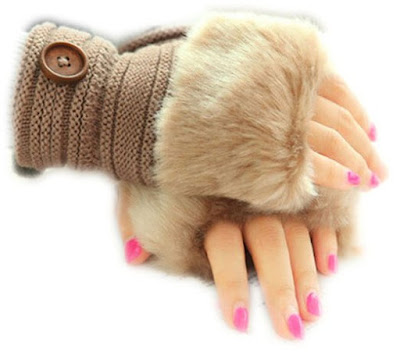 Fingerless Thumb Hole Winter Knitted Thick Warmer Glove 