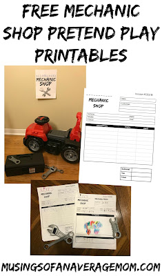 Mechanic shop pretend play printables