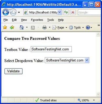 How to Compaire/Validate TextBox and DropDownList Values at client side in ASP.NET | CompareValidator