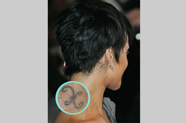 Rihanna Left Ear Pisces Tattoo