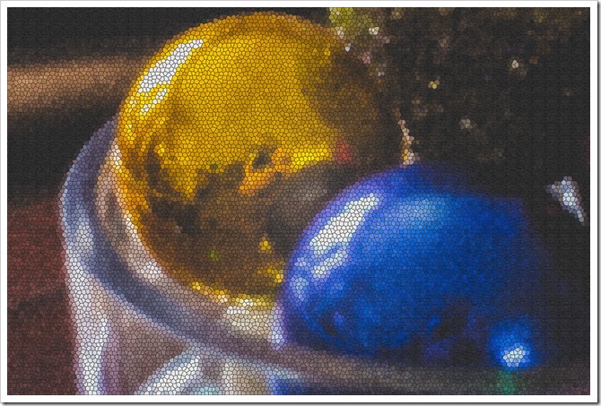 christmas ornaments with stained glass filter