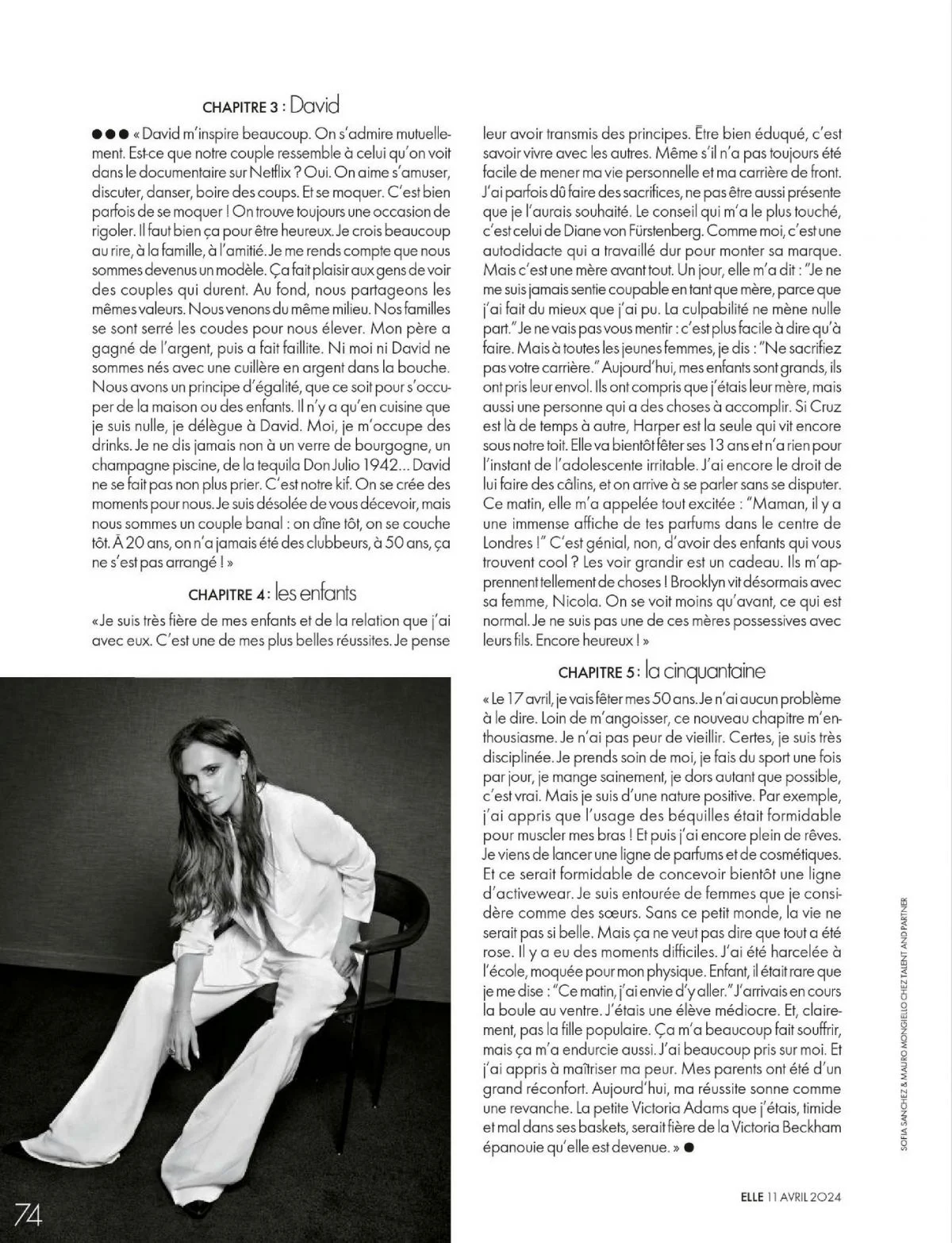 Victoria Beckham in elle magazine france april 2024