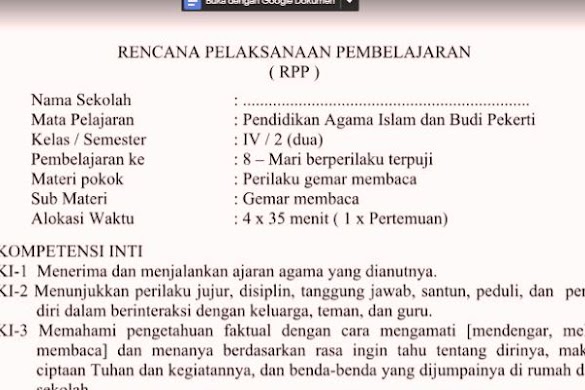 Rpp K13 Pai Dan Akal Pekerti Kelas 4 Semester 2