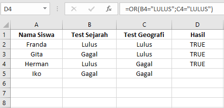 Tutorial Rumus Excel: Cara Memasukkan Rumus Fungsi OR di Microsoft Excel