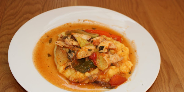 Halibut Fish Stew over Polenta