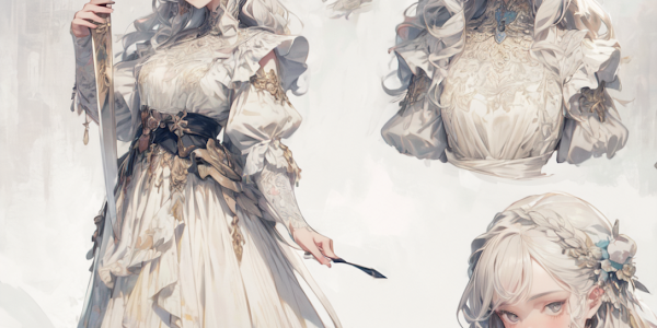 Concept artwork Girl Character in dress with weapon Reference image