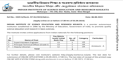 Superintendent Engineer BE BTech Civil Engineering Job Opportunities in IISER