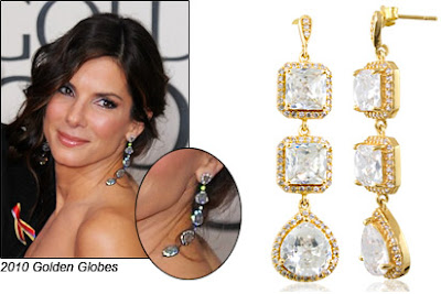 Sandra Bullock Earring Style at 2010 Golden Globes