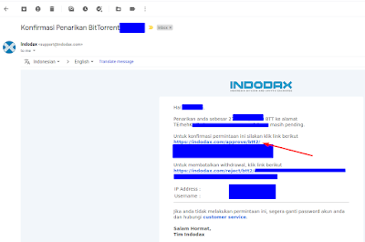 Email Confirmation Indodax