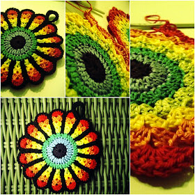 Crochet flower pattern potholder