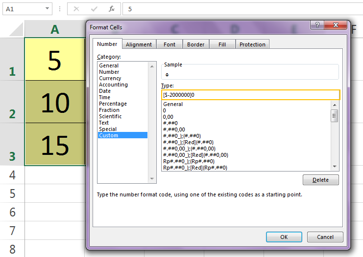 Custom Format untuk angka Arab di Excel