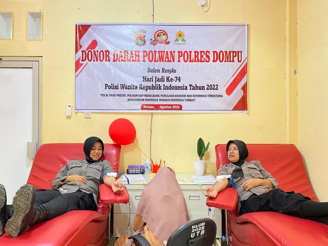 Sambut Hut Polwan Ke 74, Polres Dompu Gelar Baksos Donor Darah