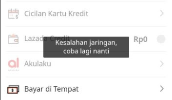 Kesalahan jaringan coba lagi nanti di Aplikasi Shopee