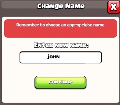 How to change the username in clash of clan