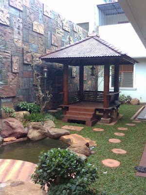 Desain Gazebo Bambu dan Kayu Minimalis 