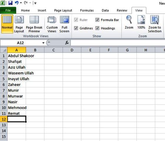 MS Excel, Understanding of Menus Other Than File