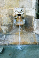 Caño de agua ornamentado con una cabeza de león de una Font Gótica de  Solsona
