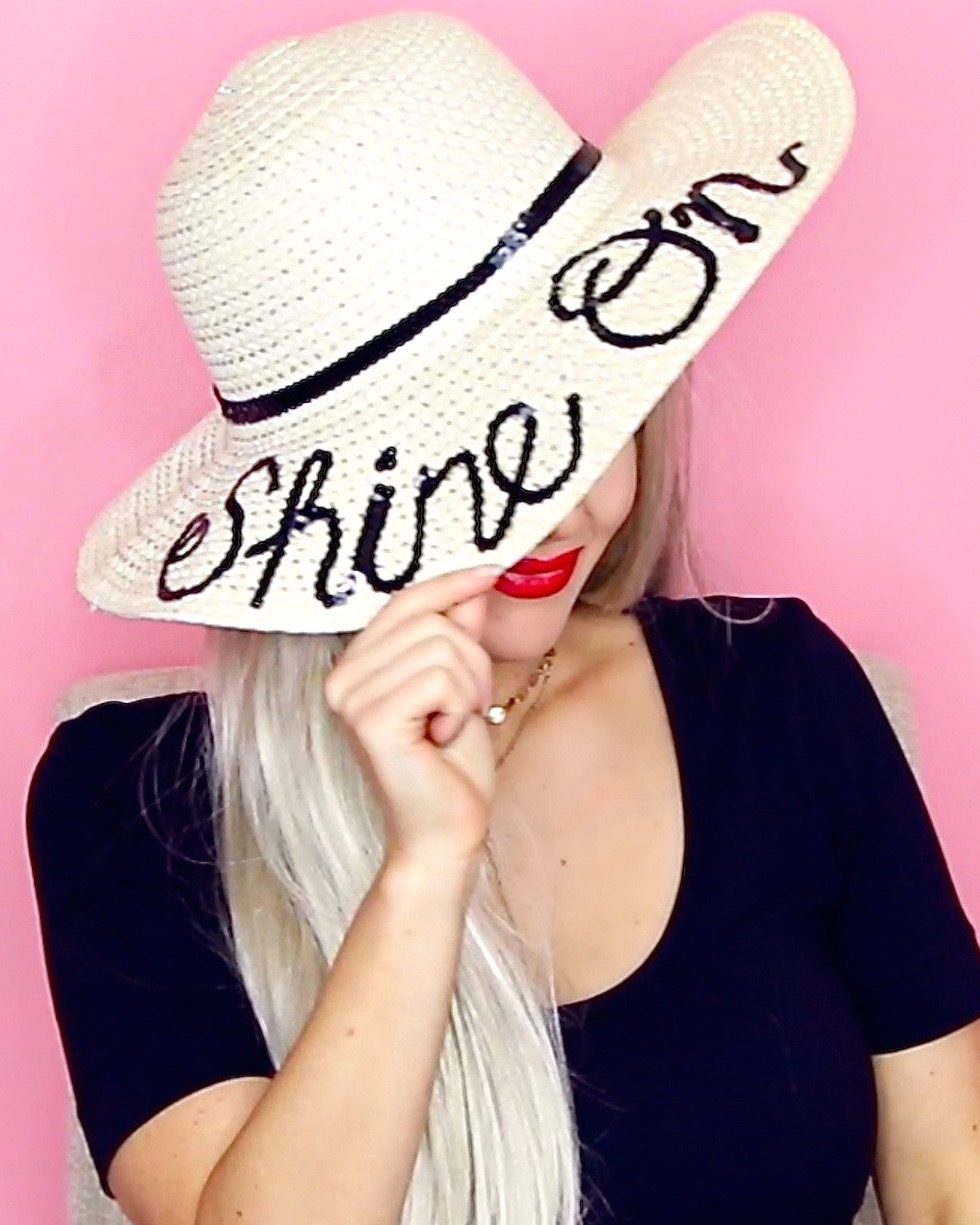 VIDEO} DIY Easy Personalized Sun Hat Under $5  Cheap No-Sew Embroidered Summer  Straw Hat - The Lindsay Ann