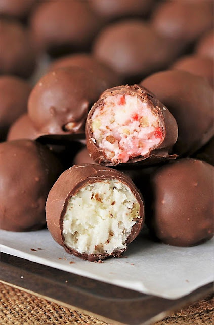 Inside of Coconut and Cherry Martha Washington Candy Image