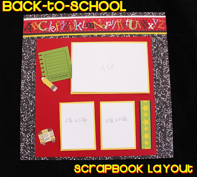 scrapbook layout idea for back to school, school days, alphabet, pencil