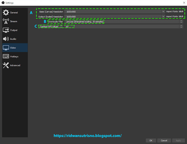 Settingan Video Di OBS Studio 60FPS